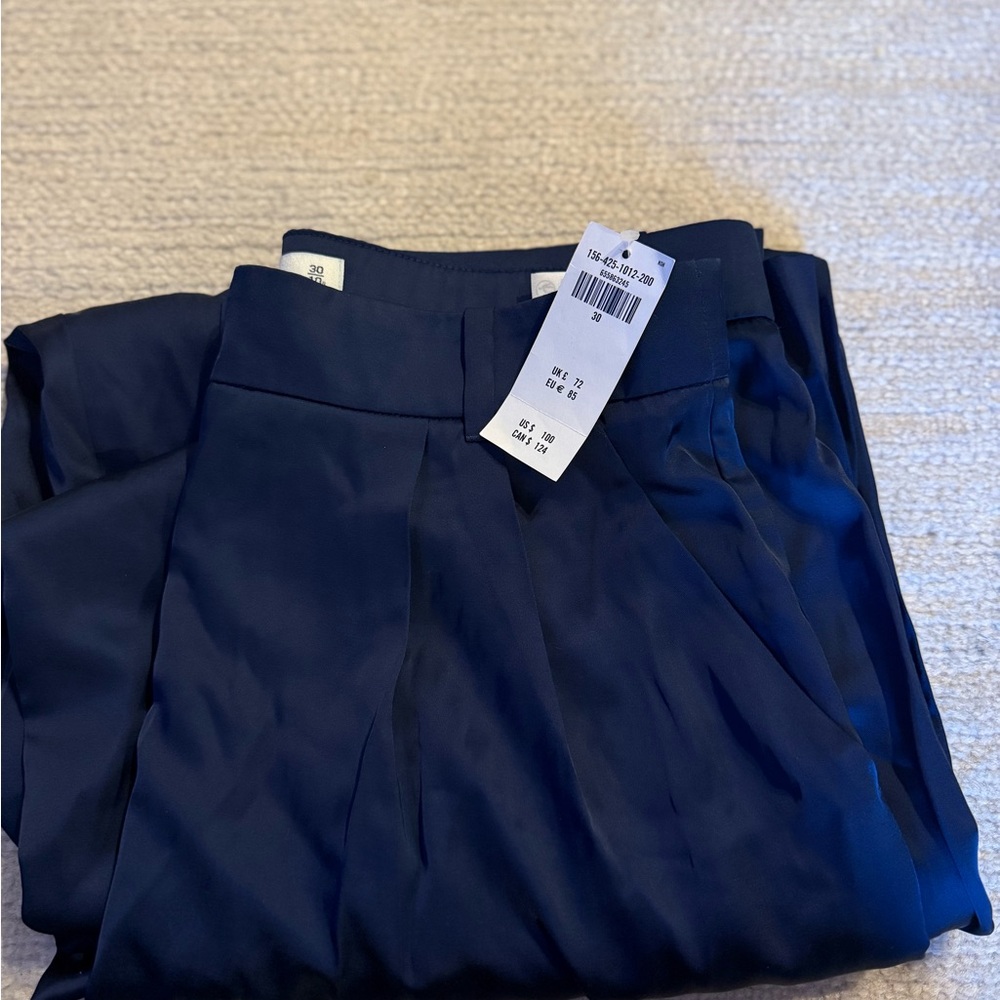 Abercrombie & Fitch Navy Blue Silk Trousers